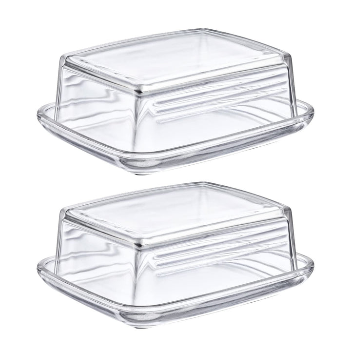 Westmark 2 Butterdosen aus Glas, Länge: 14,3 cm, Transparent, 208522E3 Glas Set 2tlg., Glas Set 2tlg