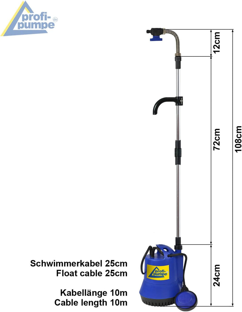 Tauchpumpe f. REGENTONNE REGENFASS Regenfasspumpe Klarwasserpumpe Regentonnenpumpe Regenwasserpumpe