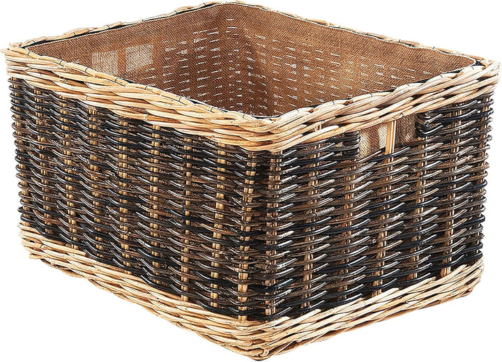 Kobolo Holztrage Holzkorb für Kaminholz - Rattan - mit Jutestoff und Henkel ausgestattet - zweifarbi