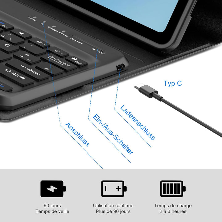 Hülle mit Tastatur für Honor Pad 10 2025/Honor Pad 20 2026 12.1 Zoll | Bluetooth Abnehmbarer Tastatu