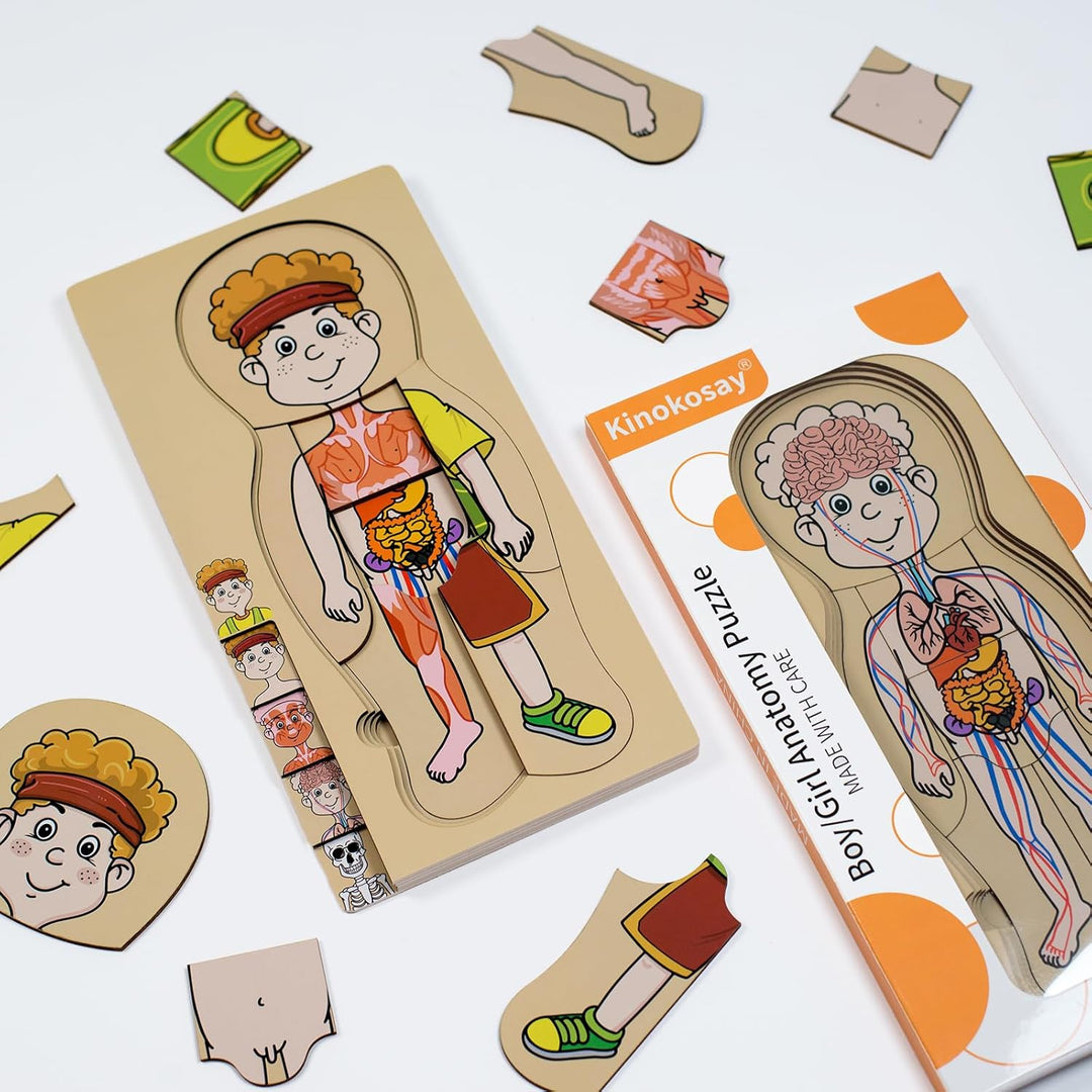 Meine Körperteile Puzzle für Kleinkinder Kinder Mädchen Jungen Montessori Holz Anatomie Puzzle 3-5 J