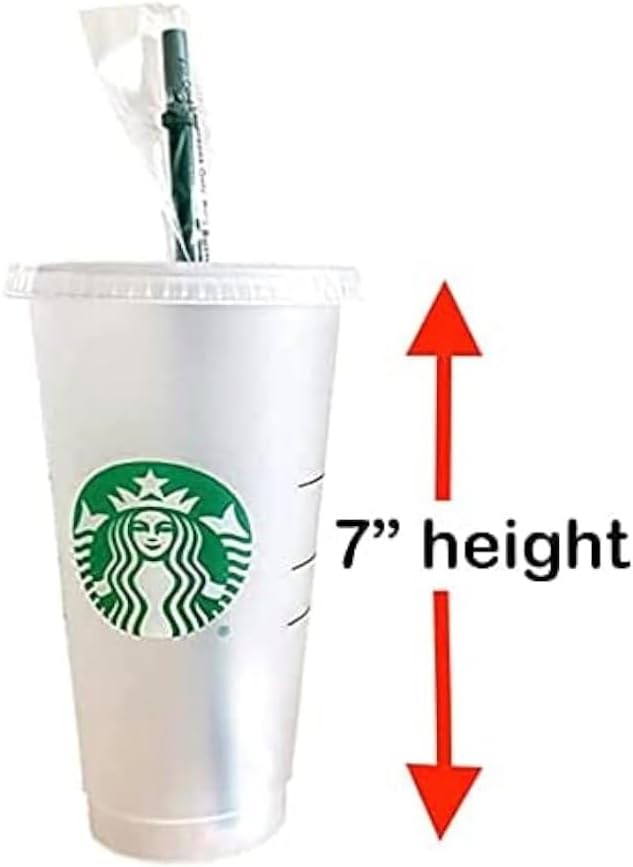 Starbucks Wiederverwendbare Trinkbecher aus Hartplastik, 680 ml, mit Deckel und grünem Strohhalm mit