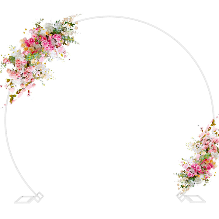 Wokceer Runder Hintergrundständer, 2,4 m, weisser Kreis, Ballonbogen-Rahmen für Hochzeit, Zeremonie,
