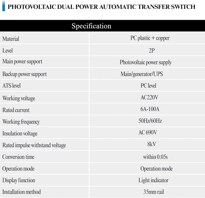 Jadeshay Transferschalter, Automatischer Umschalter Photovoltaik Dual Power Automatischer Umschalter