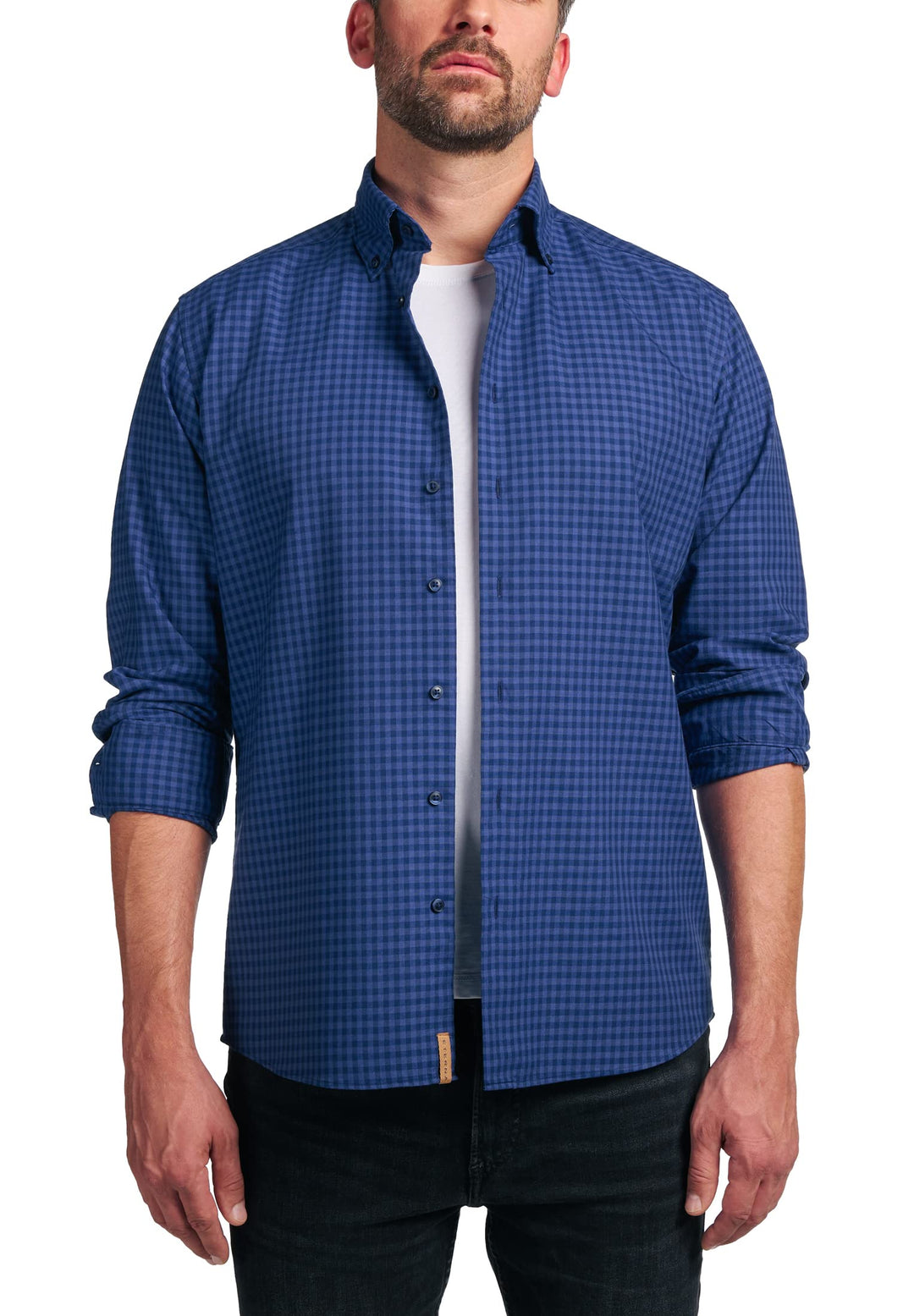 eterna Herren Upcycling Shirt Oxford Regular FIT 40 Blau, 40 Blau