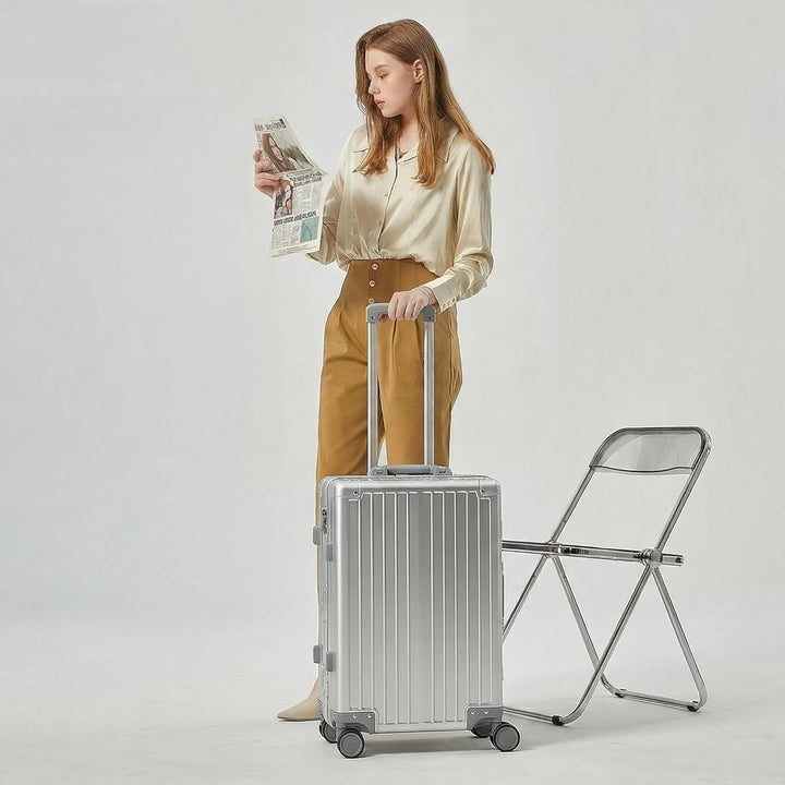 Simcat 100% Aluminium Koffer Handgepäck – Premium Hartschalenkoffer mit TSA-Schloss & 4 leise Doppel