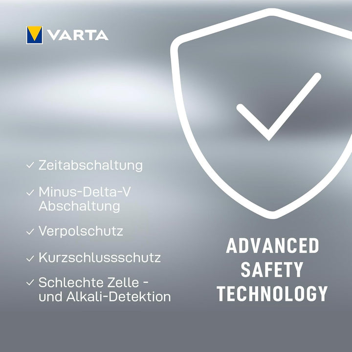 VARTA Akku Ladegerät, Batterieladegerät für wiederaufladbare AA/AAA, bis zu 8 Akku, LCD Multi Charge