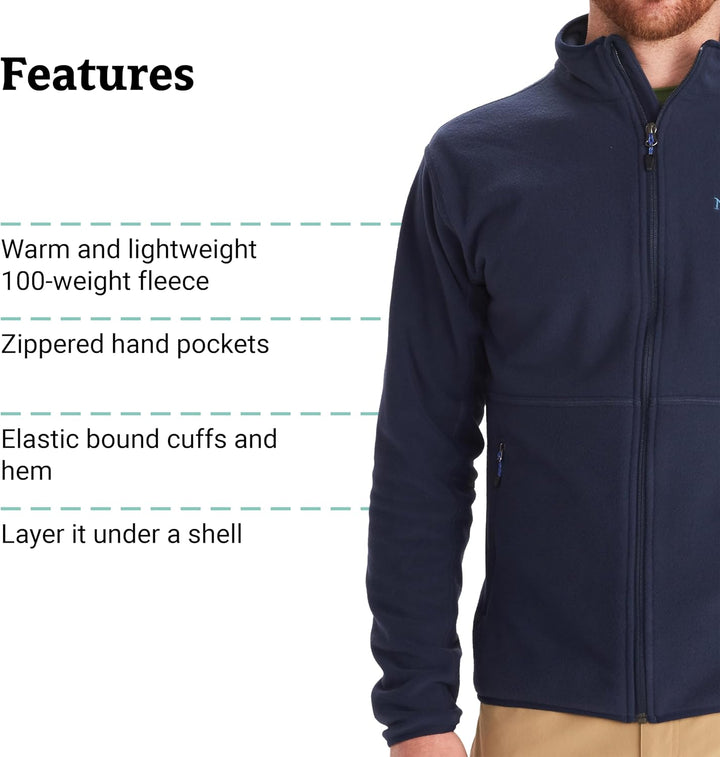 Marmot Herren Rocklin Jacket Warme Fleecejacke, Outdoor-Jacke mit durchgehendem Reissverschluss, atm
