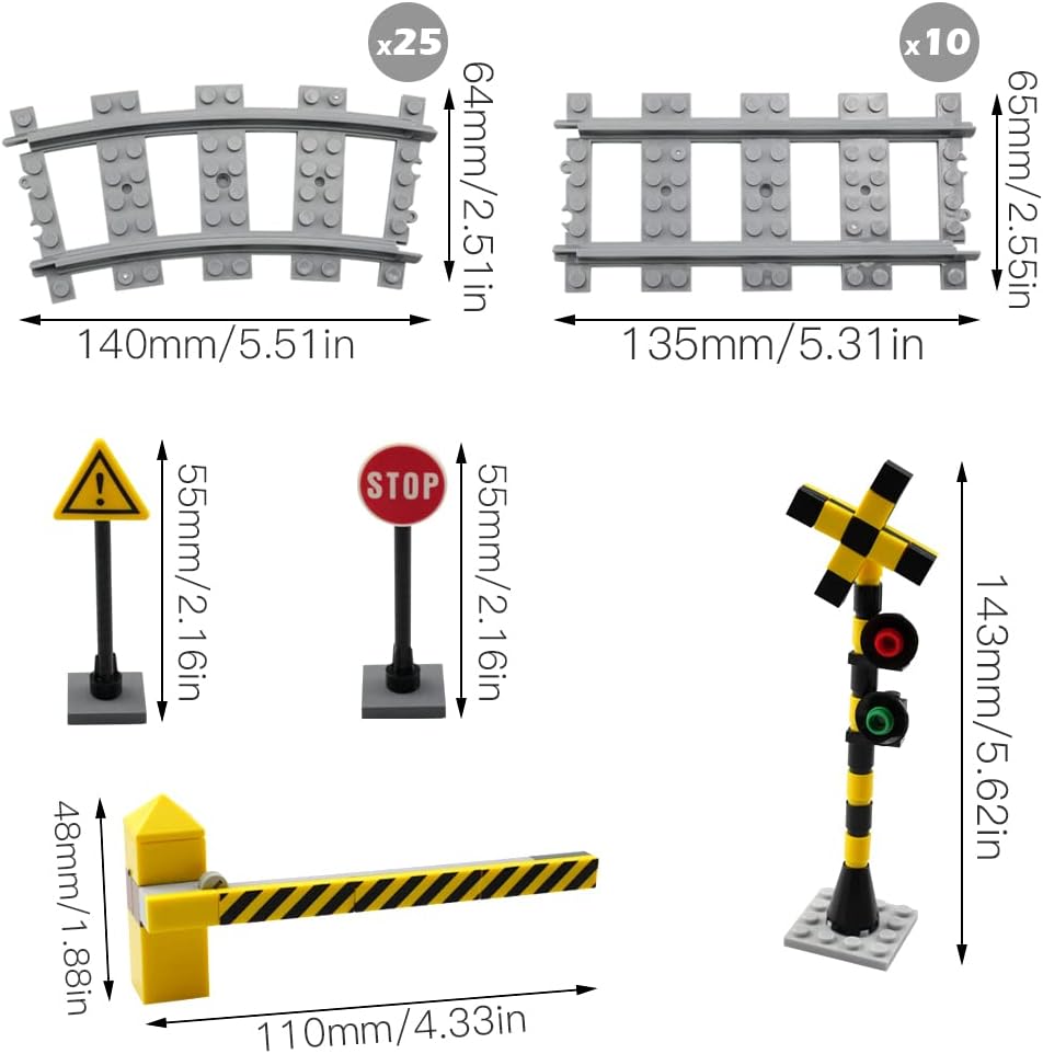 hocadon 40 x City Bausteine Schienen, Eisenbahn Erweiterungs Sets, City Schienen Zug für Bausteine G