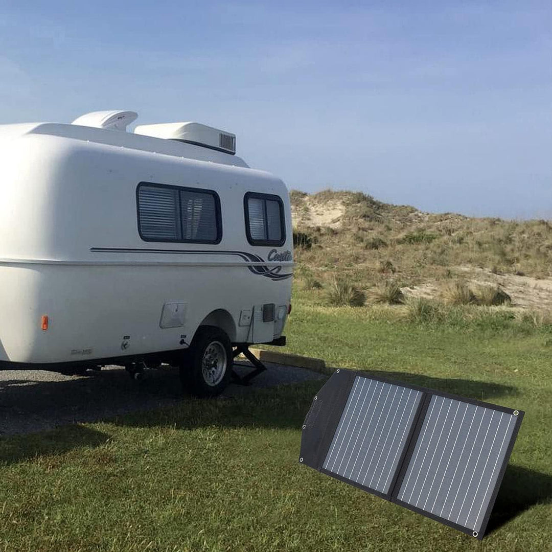 revolt Solar faltbar: Faltbares Solarpanel, 2 monokristalline Solarzellen, MC4-komp., 50 W (Faltbare