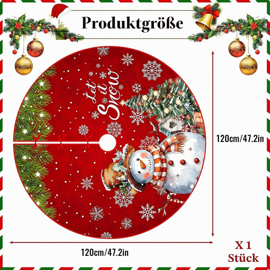 Shyllin Rot Weihnachtsbaum Decke, 120 cm Plüsch Weihnachtsbaum Rock,Christbaumdecke Rund, Weihnachts