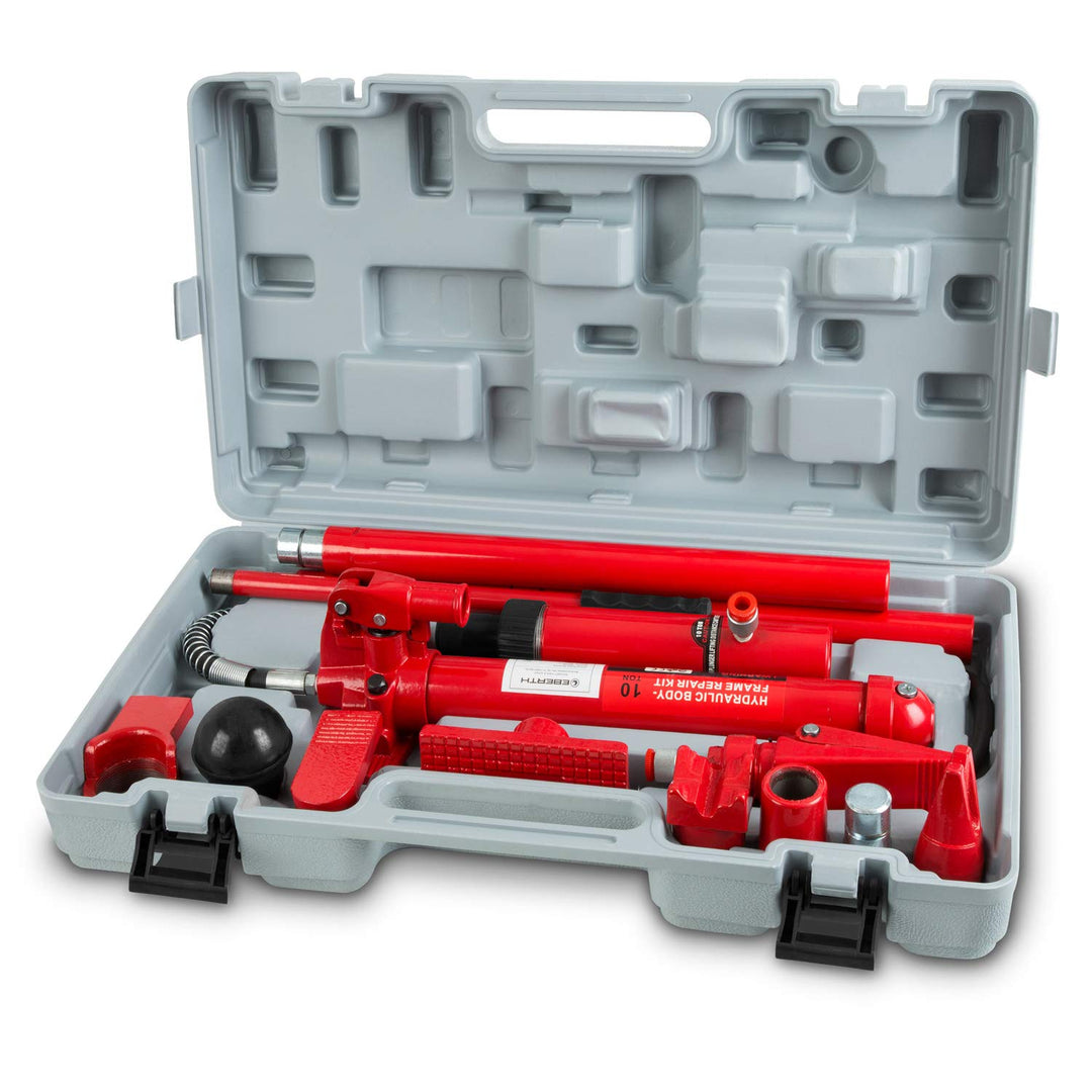 EBERTH Karosseriepresse Hydraulisch mit 4T Leistung, umfangreicher Ausbeulsatz inklusive Presse, 7 D