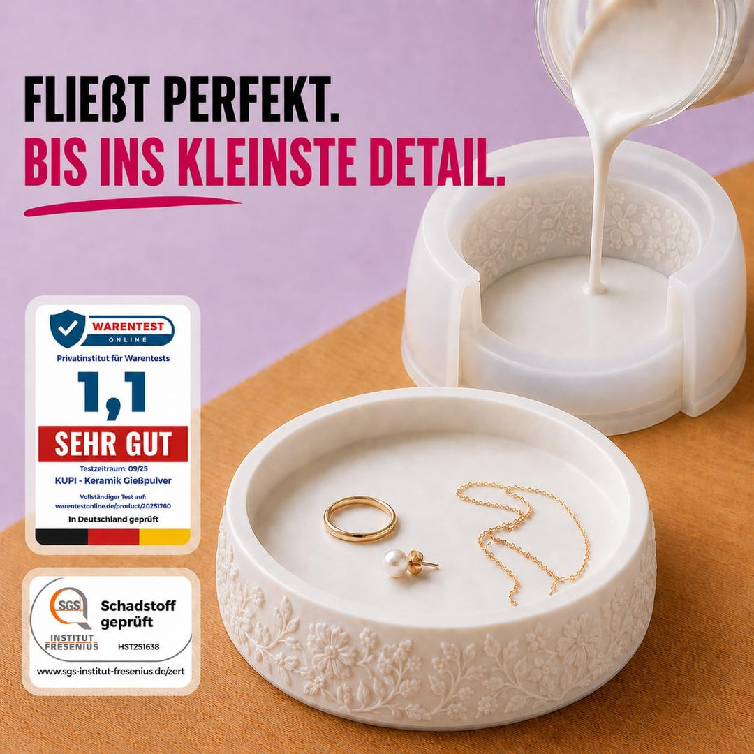 Keramik Giesspulver Weiss 10kg | Gips zum Giessen Lufthärtend & Geruchlos | Giessmasse für Silikonfo