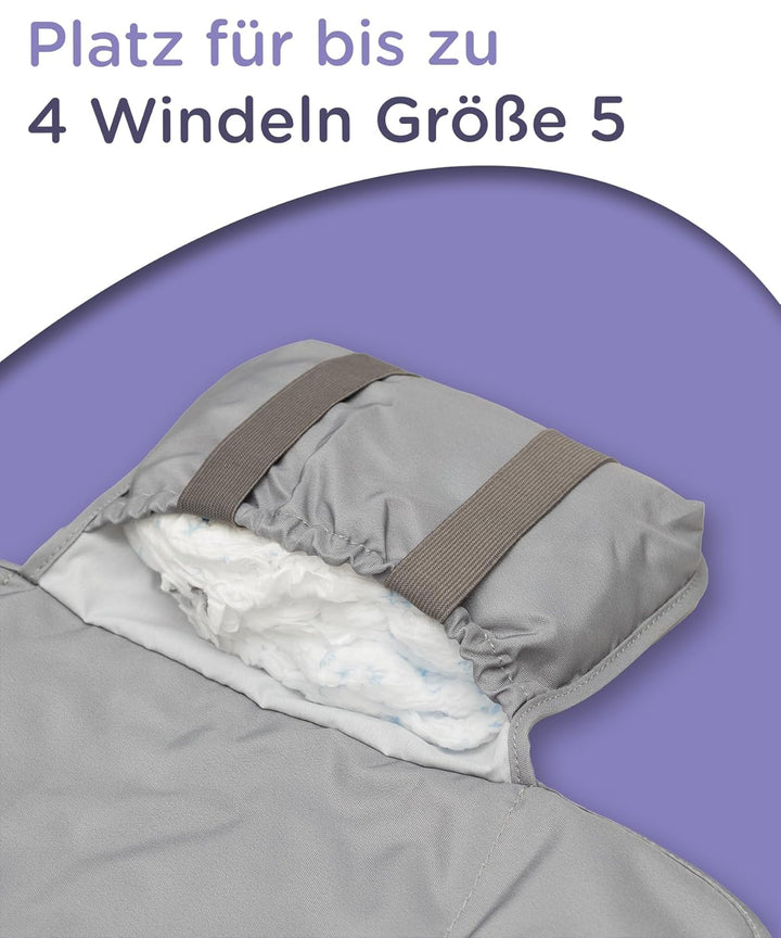 Jubi® Wickelauflage Grau aus Biobaumwolle und ÖkoTex Polyester - Wickelunterlage für unterwegs mit P