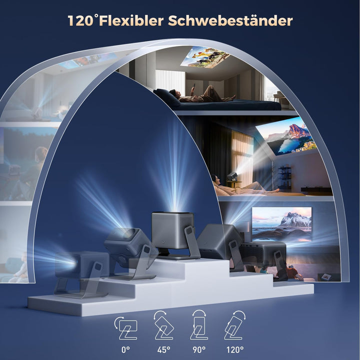 30000 Lumen Beamer Compatible with Netflix AMEELA 1080P Beamer mit WiFi und Bluetooth, Autofokus/Tra