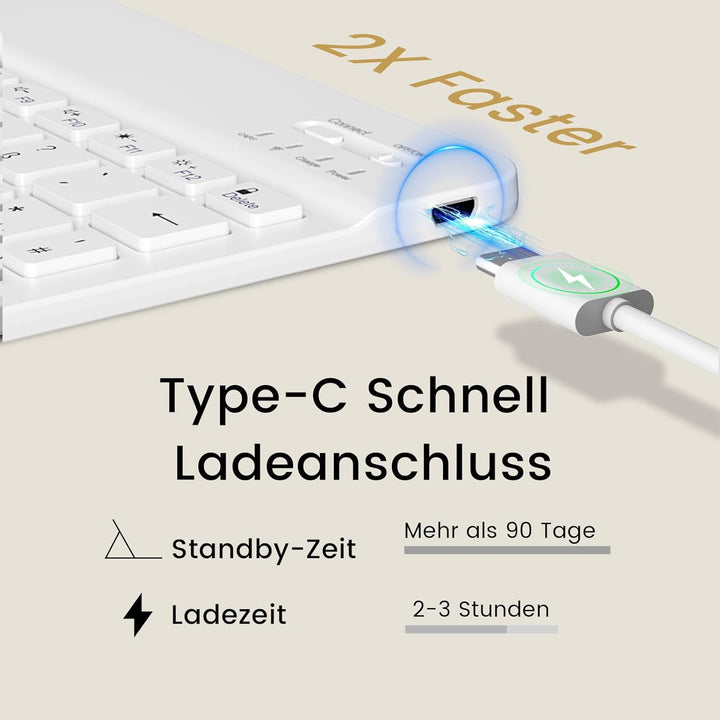 Hülle mit Tastatur für iPad A16 11./10. Gen 11/10.9 Zoll, Cremeweiss | mit Stifthalte, Magnetisch Ab