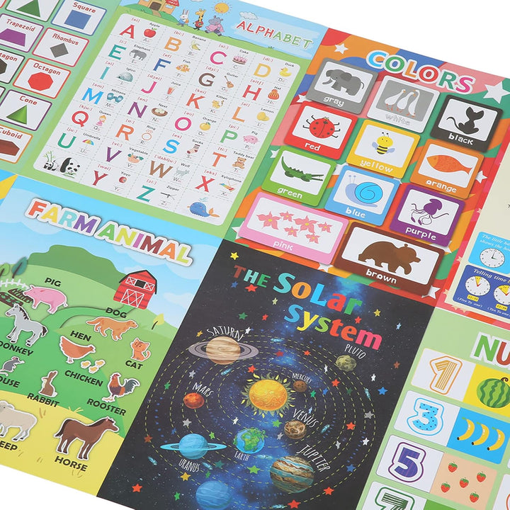 12 STÜCKE Bildungsposter für Kinder,Bildungsposter, Vorschulposter, wasserdichtes englisches Cartoon