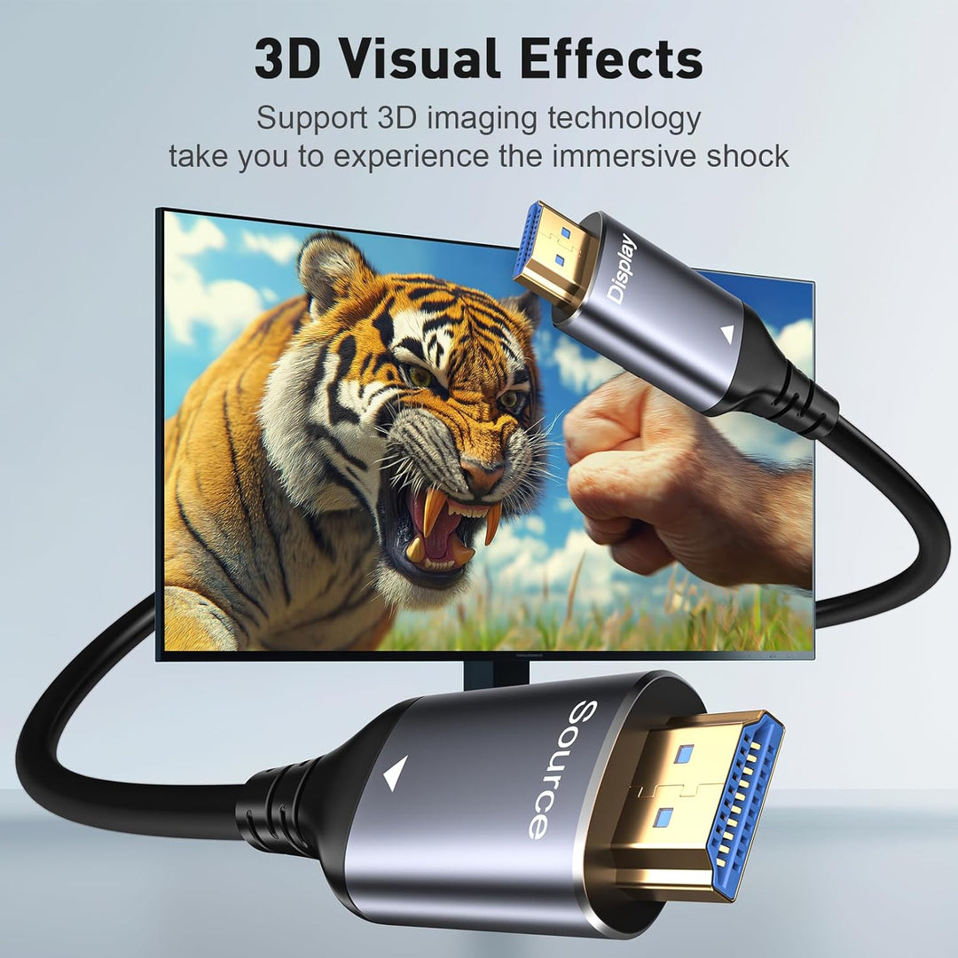 8K HDMI Glasfaserkabel 15M, HDMI 2.1 Kabel 48Gbps Ultra High Speed,In Wall CL3 Rated,AOC 8K@60Hz,4K@