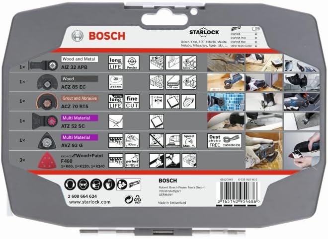 Bosch Professional 5 tlg. Starlock Multitool Set (für Holz, Metall, Multimaterial und abrasive Mater