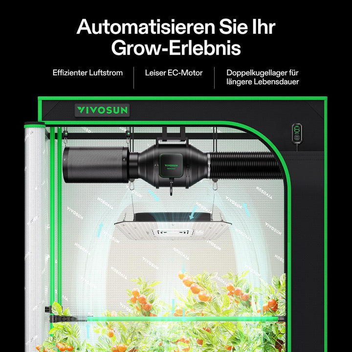 VIVOSUN AeroZesh S4 Rohrventilator 100 mm, 353 m³/h Abluftventilator mit E12-Geschwindigkeitsregler,