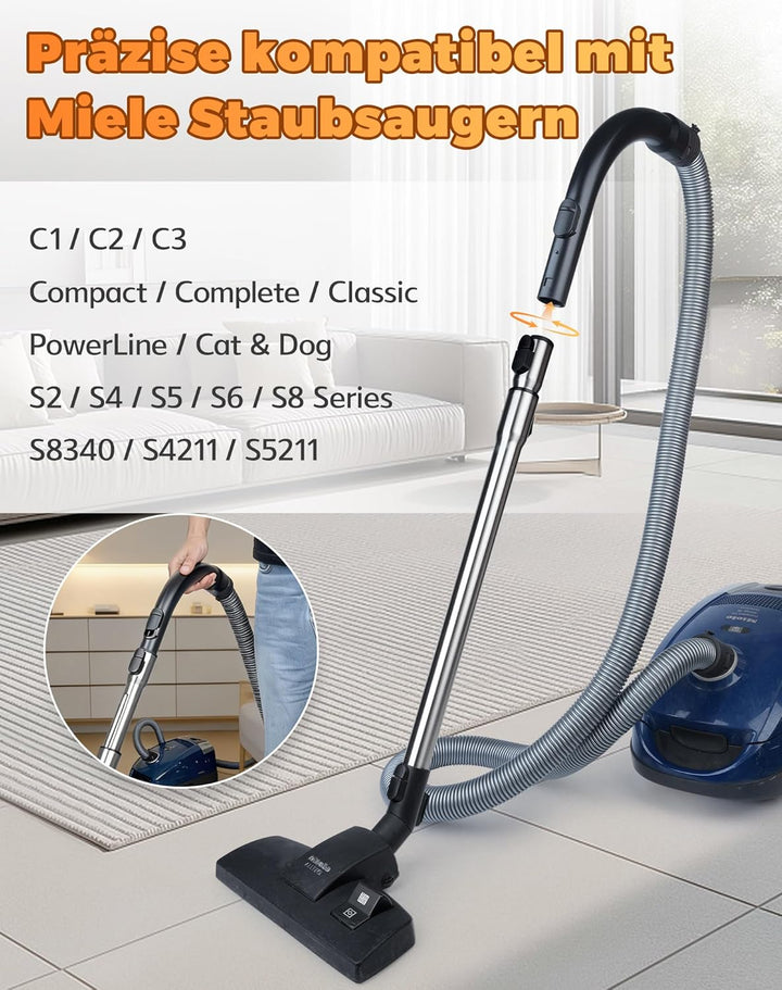 Teleskoprohr mit Einrastfunktion & Handgriff für Miele S8340 Ersatzteile kompatibel mit Miele Staubs