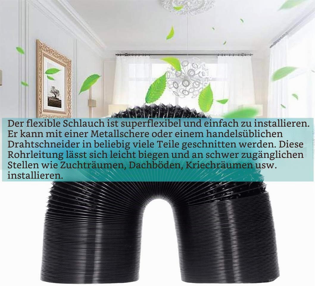 Lüftungsschlauch Abluftschlauch Aluflexrohr PVC Ablufttrockner - 100mm Alu-Flexschlauch Flexrohr Luf
