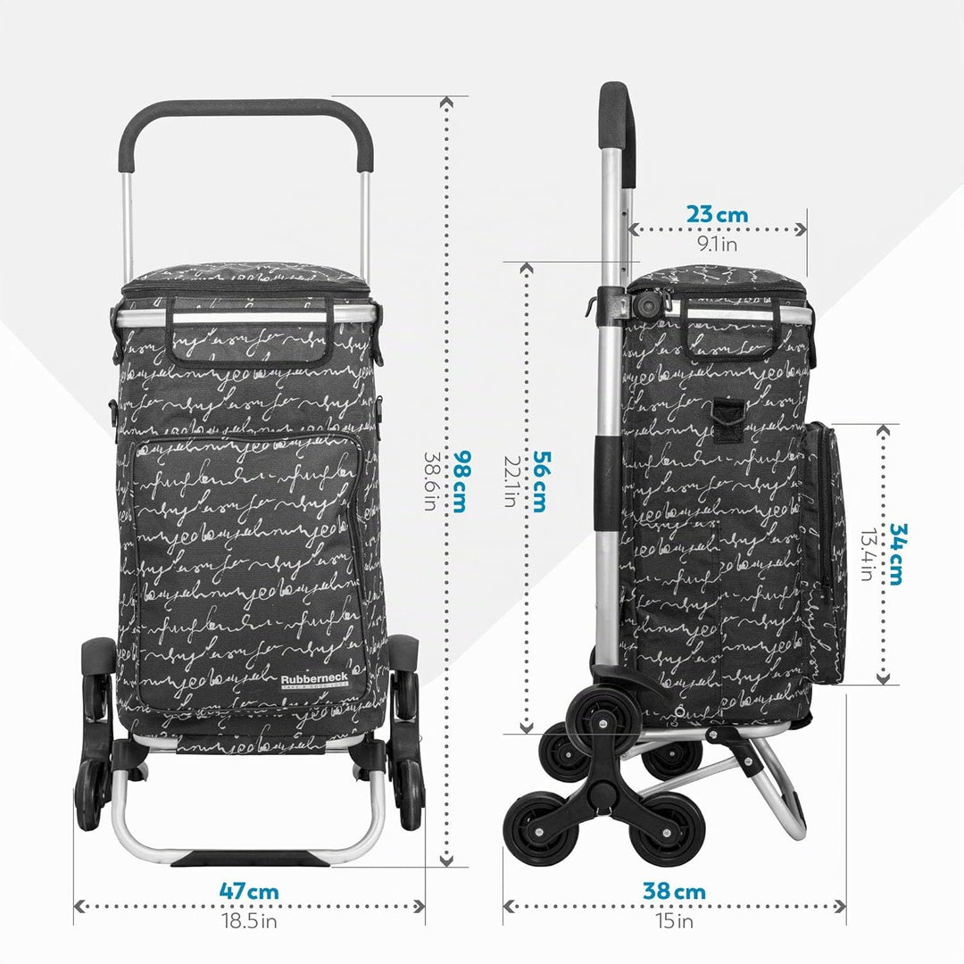 Rubberneck Einkaufstrolley - Klappbarer Einkaufswagen - Kühlfach - Höhenverstellbarer Griff -, Schwa