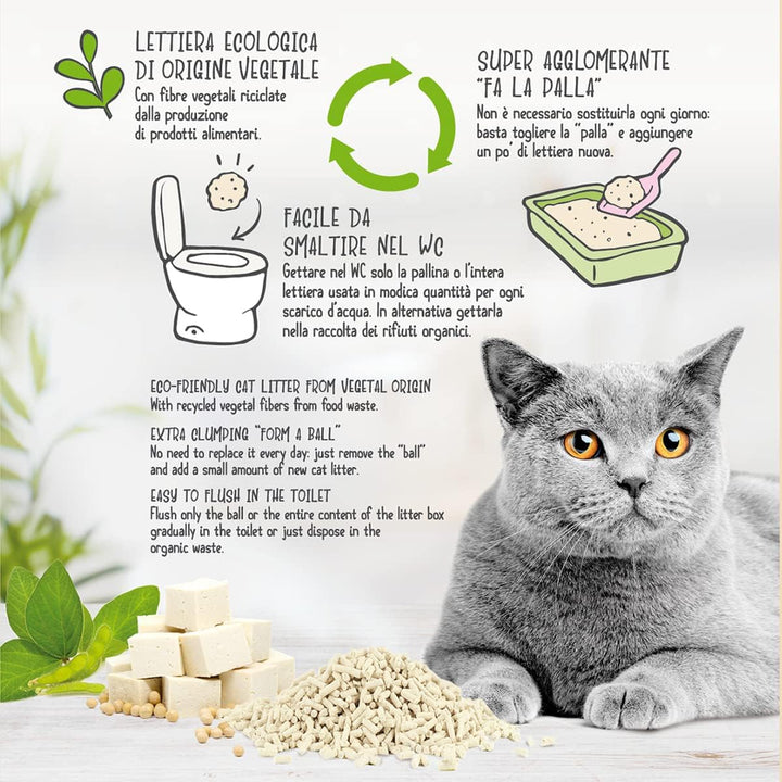 Cat&Rina BeNatural Tofu Katzenstreu, pflanzlich und stark klumpend. Biologisch abbaubar und in der T