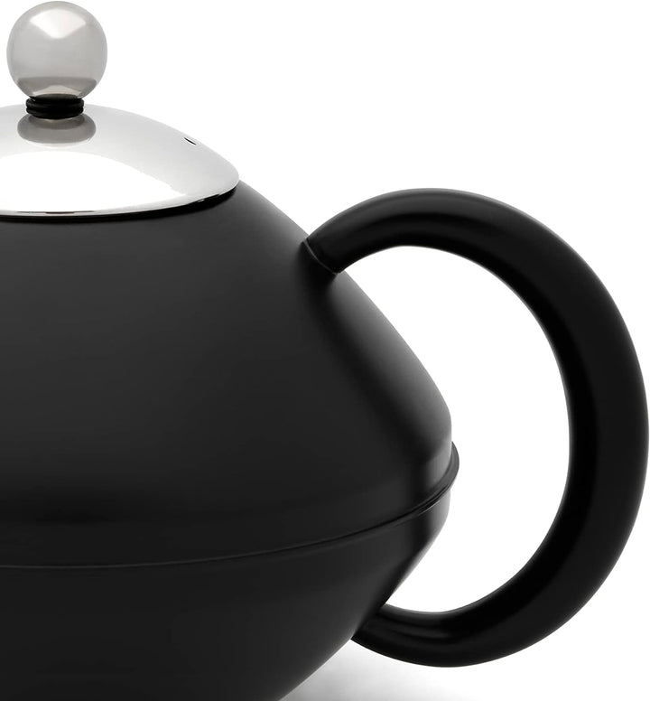 Bredemeijer grosse Schwarze doppelwandige Edelstahl Teekanne 1.4 Liter - isolierende Kanne für länge
