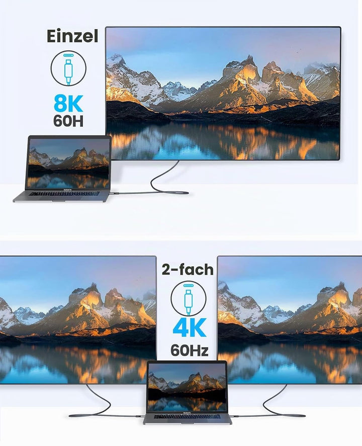 ORICO Kabel für Thunderbolt 4, Kompatibel mit Thunderbolt 3/USB4, Übertragungsrate 40Gbps, 8k@60Hz (