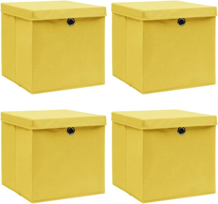 WIFESE 4 Stück Aufbewahrungsbox Mit Deckel 32X32X32 cm Faltbox Mit Fingerloch Storage Boxes Faltbare