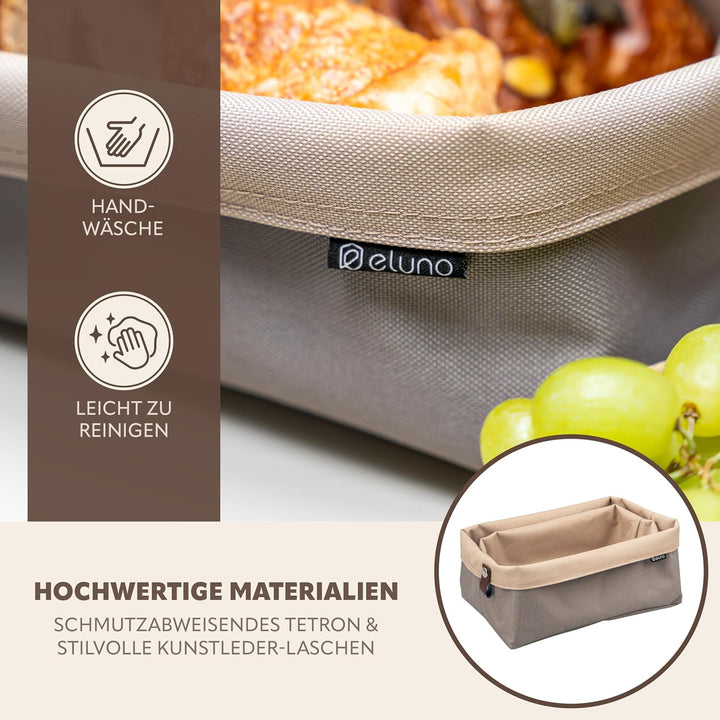 eluno eckige Brotkörbe NOVARA 2er Set - für Backwaren, Obst, Gemüse, Taupe, Taupe