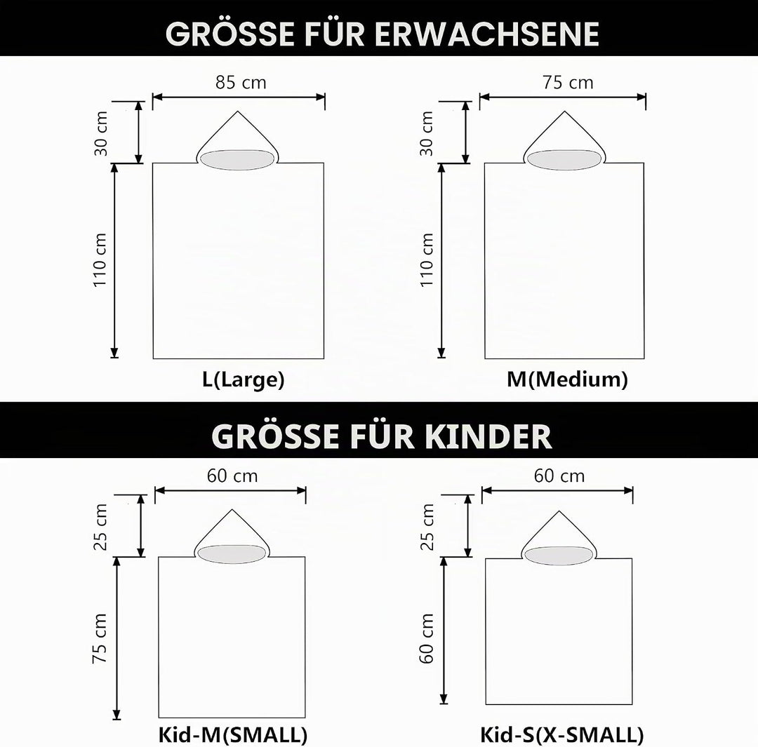 Schnelltrocknender Surfponcho, Wickeltuch, Bademantel, Sporthandtücher für Schwimmer, Hoodie für Kin