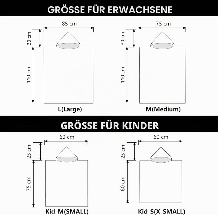 Schnelltrocknender Surfponcho, Wickeltuch, Bademantel, Sporthandtücher für Schwimmer, Hoodie für Kin