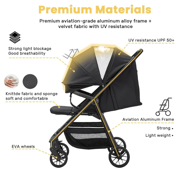 UBRAVOO Kinderwagen Buggy für Kleinkinder mit Liegesitz, ultrakompakter Reisebuggy klein zusammenkla