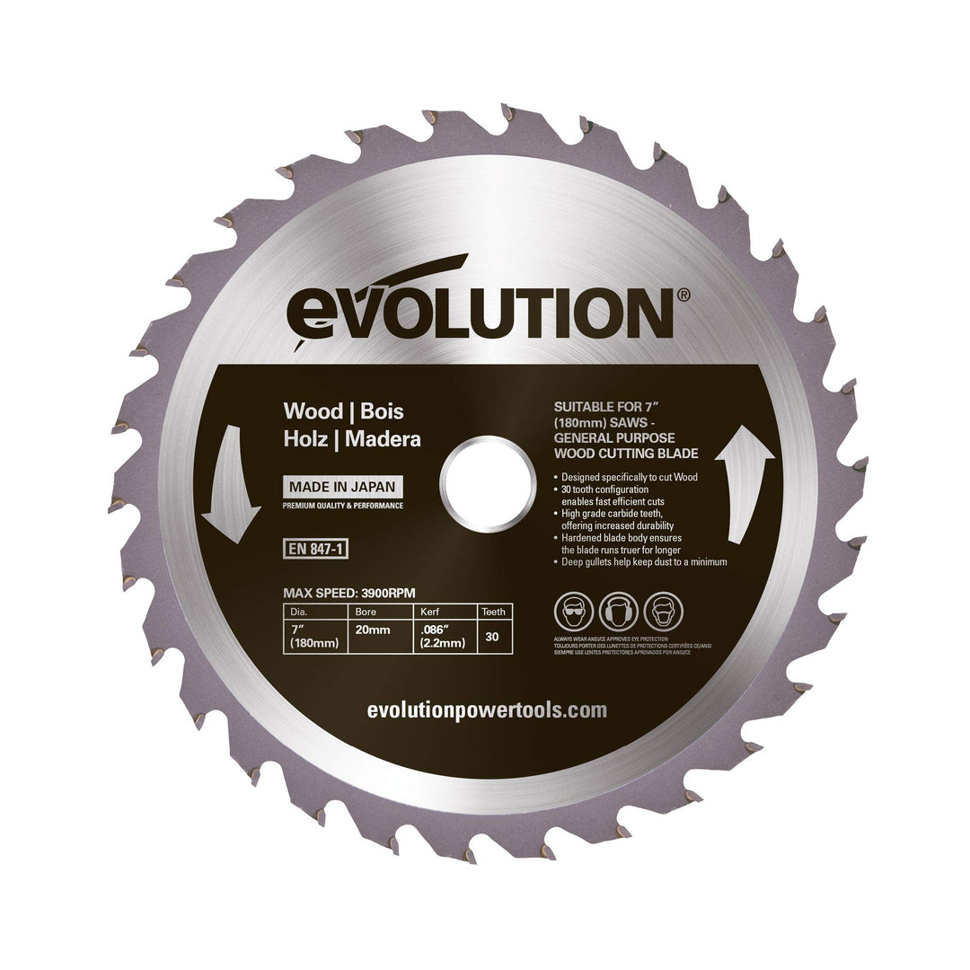 Evolution Evoblade WD TCT-Kreissägeblatt für Holz, 180 mm