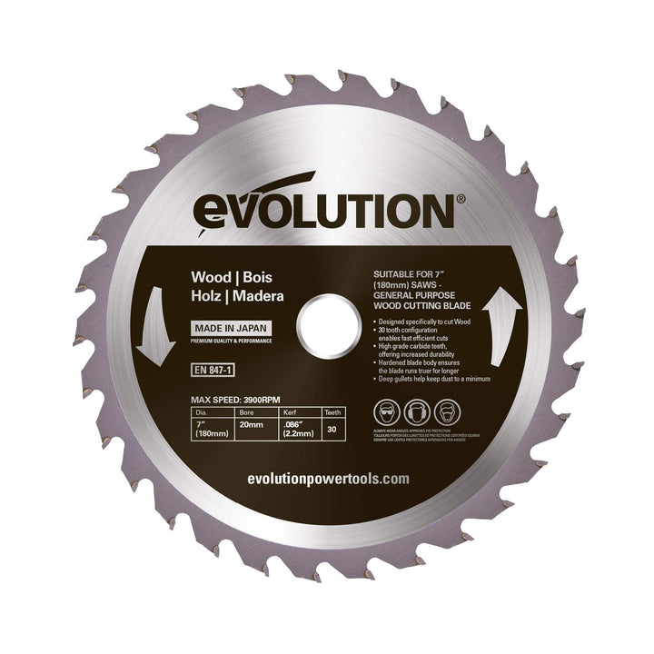 Evolution Evoblade WD TCT-Kreissägeblatt für Holz, 180 mm