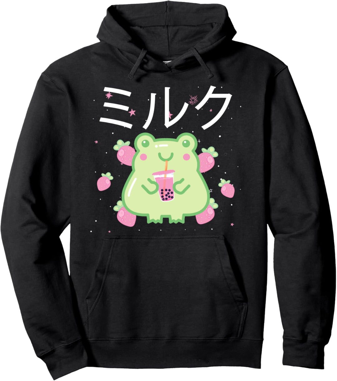 Erdbeermilchfrosch ästhetischer Vaporwave Japan Pullover Hoodie