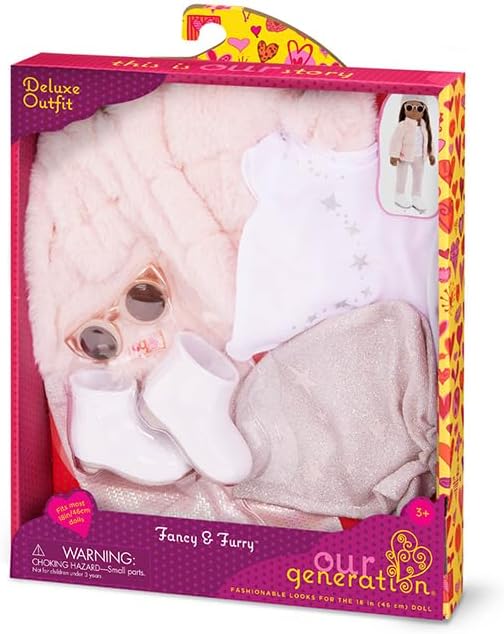 Our Generation - Ausgefallen und pelzig - Rosa Kunstpelz-Mantel-Outfit - Mode-Accessoires - 46 cm Pu
