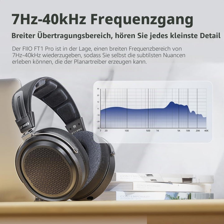 FiiO FT1 Pro Open-Back Planar Magnetic Wired Hi-Fi Kopfhörer für Zuhause, Studio, Aufnahme, hohe Emp