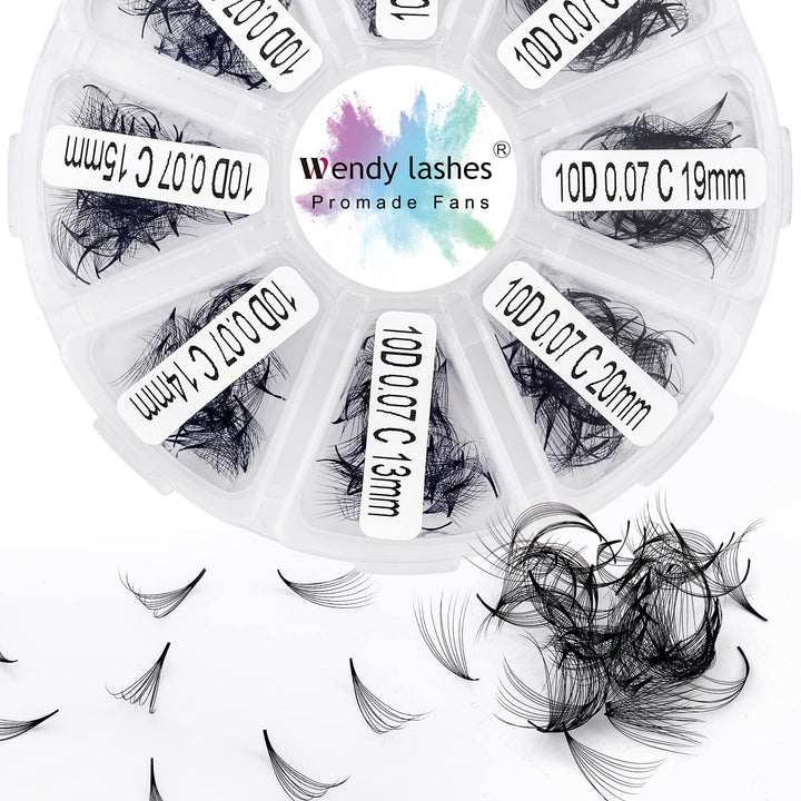 Russische Wimpern C Curl 500 Fans 10D 0,07 mm 13-20 mm gemischte vorgefertigte Wimpernverlängerung R