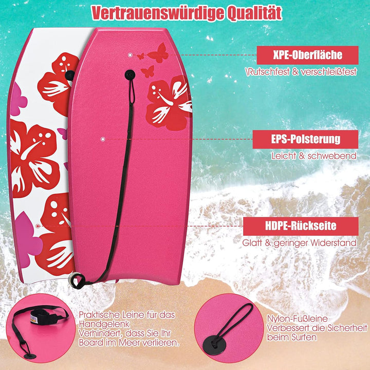 RELAX4LIFE Schwimmbrett tragbar, Schwimmboard mit Halteleine, Rutschfestes Surfbrett für Kinder & Er