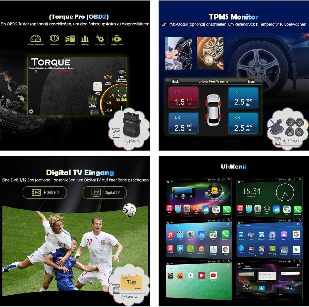 Erisin 8-Kern Android 13 Autoradio GPS Navigation für Mercedes-Benz SMART 9 Zoll HD Touchscreen Unte