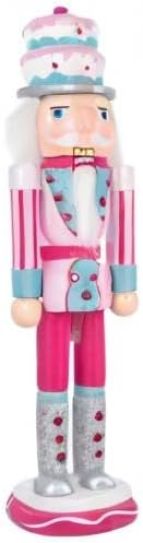 BESPORTBLE 35 cm grosser Nussknacker-Soldat, hölzerne Nussknacker-Figur, rosa Nussknacker-Soldat, fe