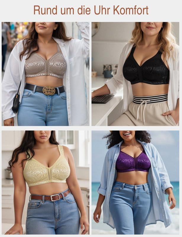 Wingslove Damen Minimizer BH ohne Bügel Grosse Brüste Bügelloser Entlastungs Breite Träger Vollfigur