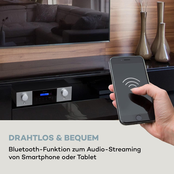 Auna AMP-4000 DAB HiFi-Stereo-Verstärker, DAB+-Radio, Stereo Verstärker, USB Fernbedienung, Amplifie