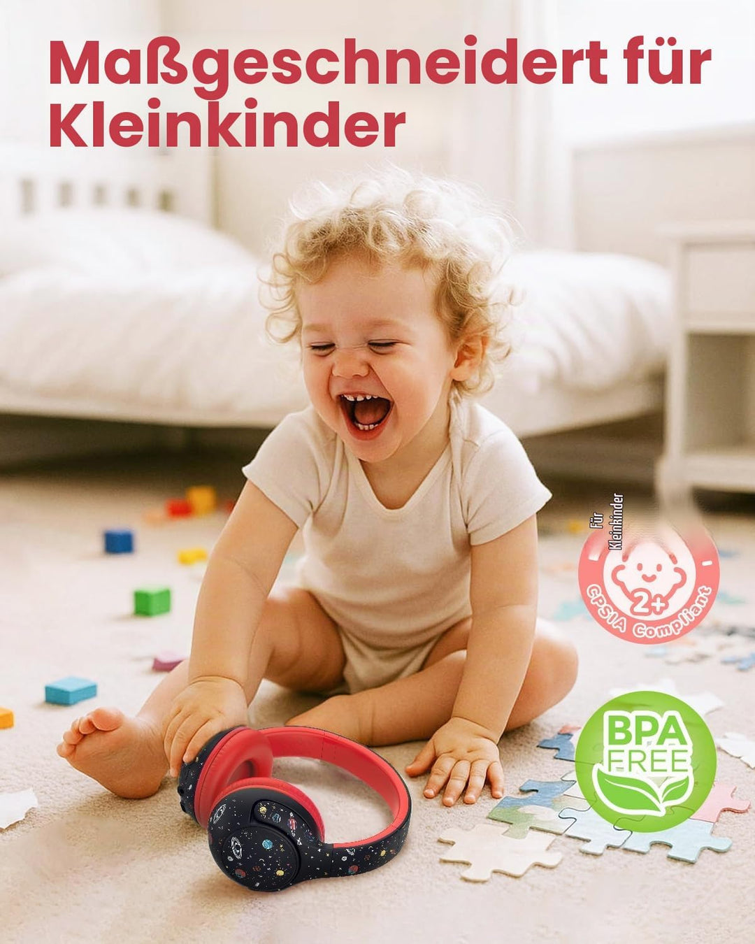 iClever Bluetooth Kopfhörer Kinder, 2+ Jahre alt CPC-Zertifiziert, 75/80dBA Sichere Begrenzte Lautst