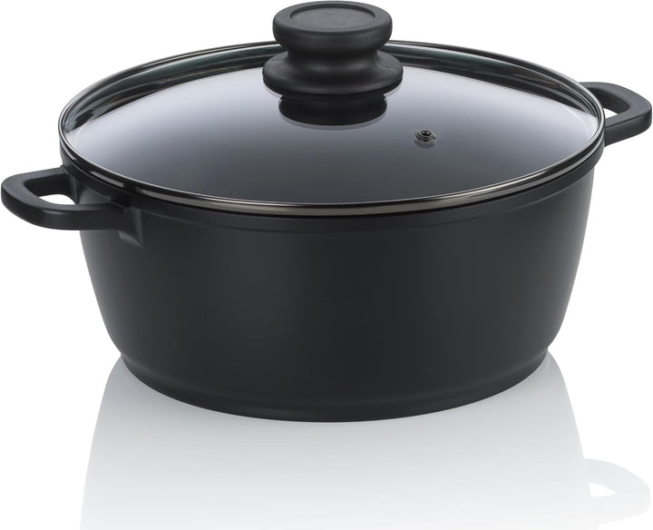 kela Fleischtopf 24 cm mit Glasdeckel ATURA, Kochtopf gross 3,2 Liter, Topf Induktion, Aluguss keram