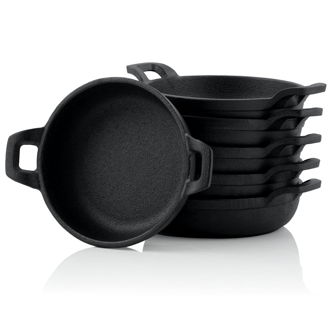 BBQ-Toro Gusseisen Grillpfännchen (6-er Set) | Ø 13 cm | bereits eingebrannt - preseasoned | Gusseis