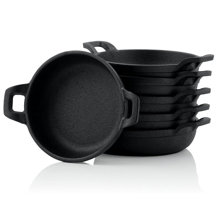 BBQ-Toro Gusseisen Grillpfännchen (6-er Set) | Ø 13 cm | bereits eingebrannt - preseasoned | Gusseis